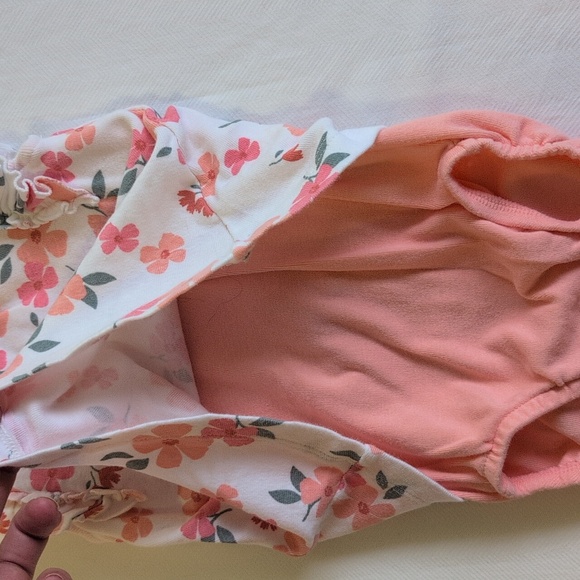 child of mine peach floral cotton bodysuit dress 6-9 months baby girl - Picture 4 of 8